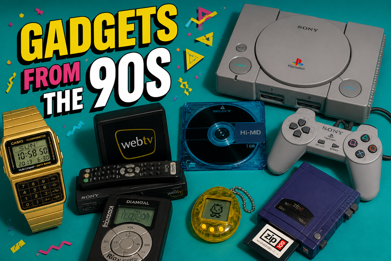 Collage-style hero image for 10 90s gadgets that once looked like the future