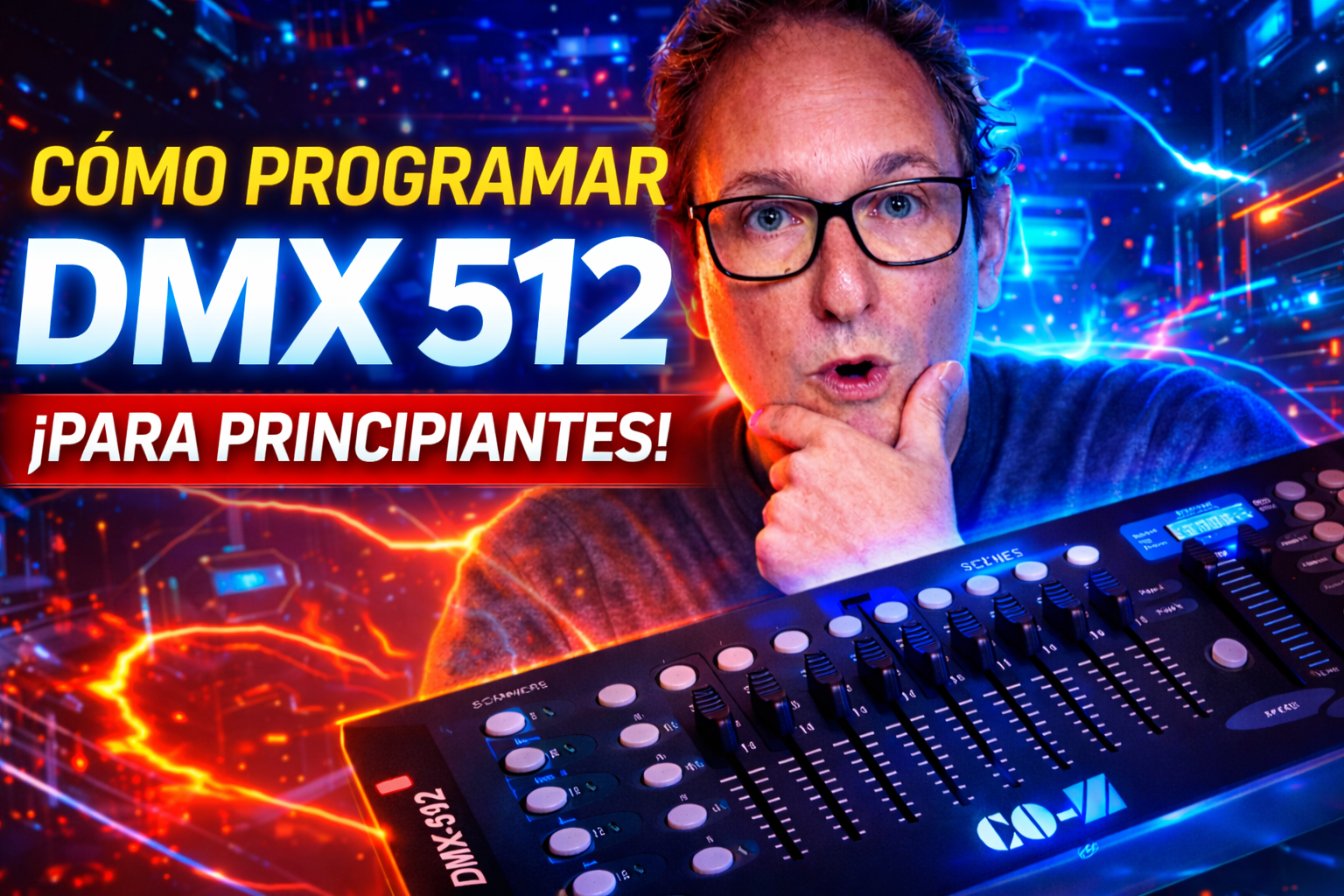 Miniatura en espanol del tutorial para programar un controlador DMX 512 por MediaBoxEnt.