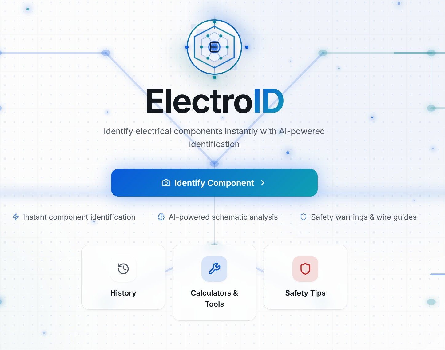 ElectroID main screen with identify component button