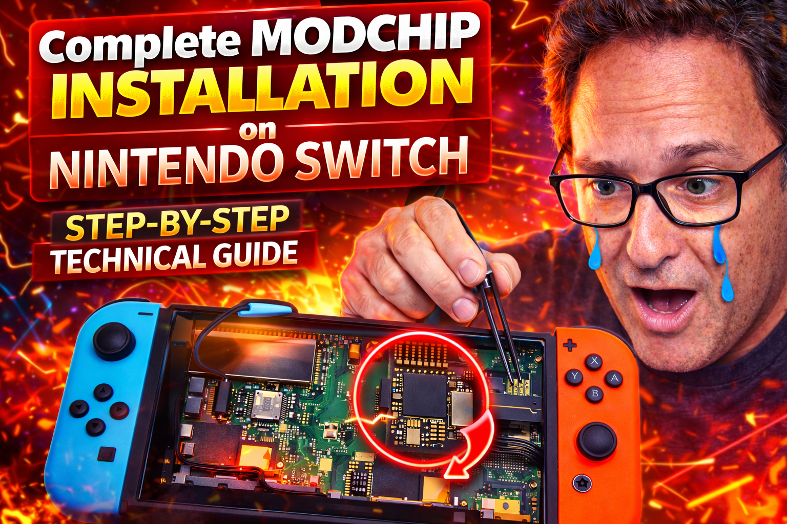 Nintendo Switch modchip installation tutorial thumbnail by MediaBoxEnt.